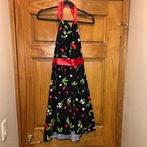 H & R halter dress in cherry print